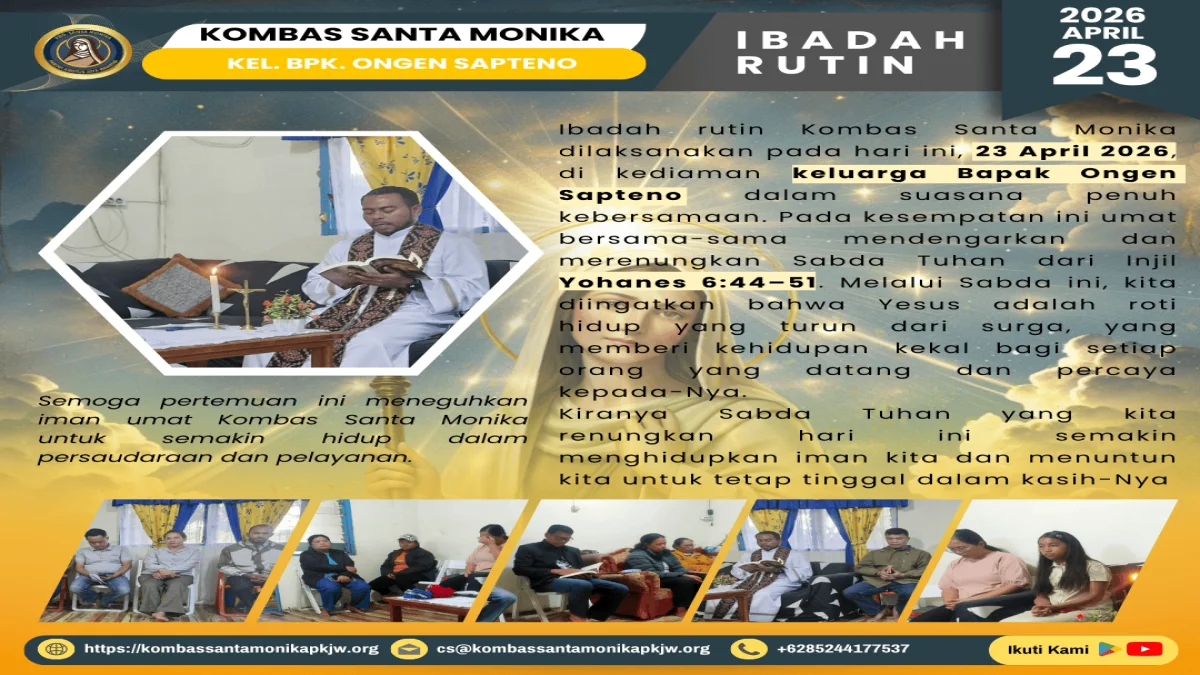 ⛪ Ibadah Kombas Kel. Ongen Sapteno . – 23 April 2026 🙏